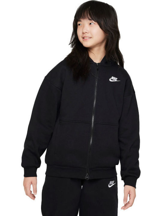 Athletic Kids Cardigan Cotton with Hood Black