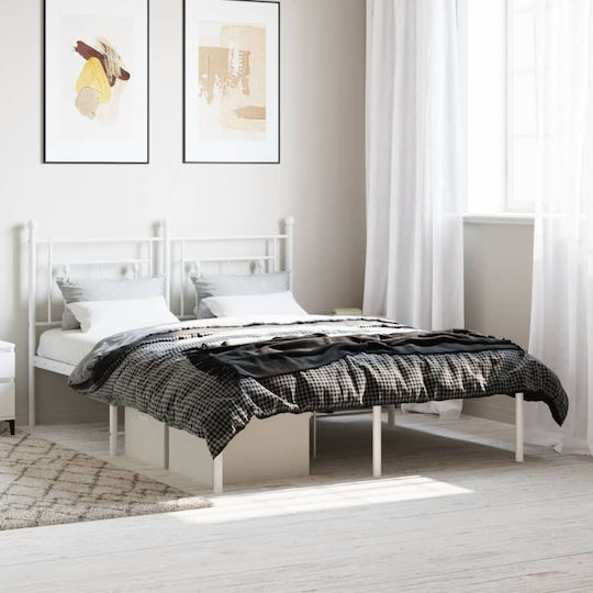 Doppelbett Metall Weiß mit Lattenrost für Matratze 135x190cm