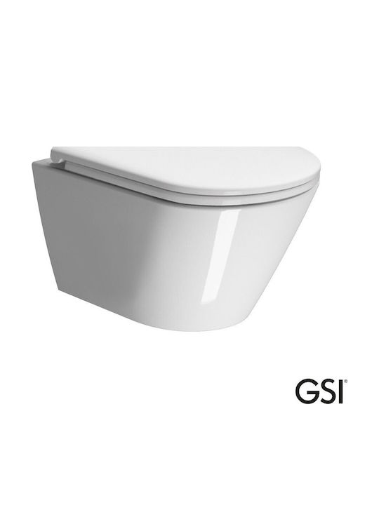 GSI Swirl Λεκάνη Κρεμαστή Rimless με Slim Κάλυμμα Soft Close Λευκή