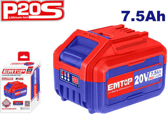 Emtop Μπαταρία Εργαλείου Λιθίου 20V με Χωρητικότητα 7.5Ah