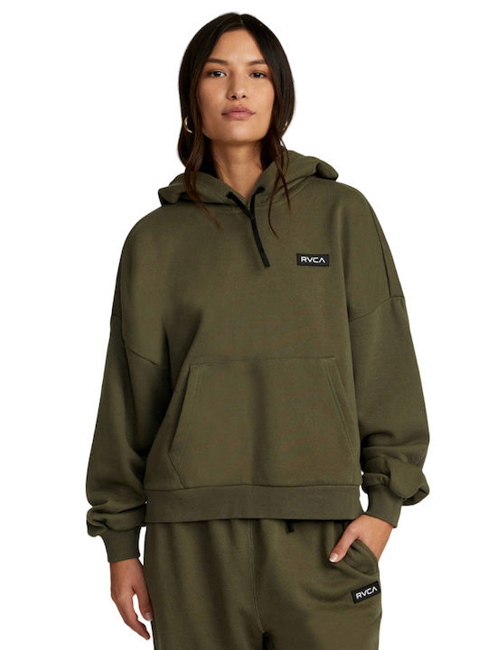 RVCA Women's Long Hooded Sweatshirt Khaki