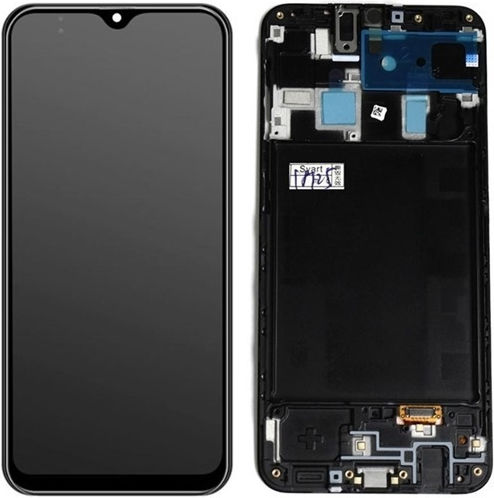 O ecran OLED Oled cu Mecanism Tactil și Cadru pentru Galaxy A20 (Negru)