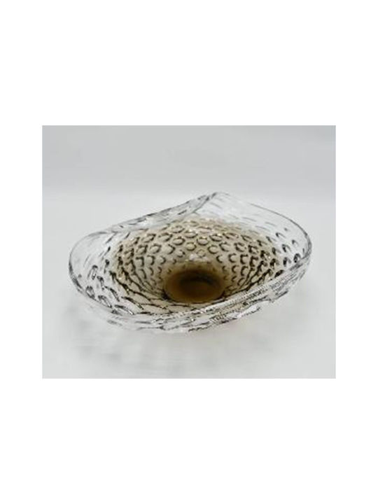 Iliadis Glass Decorative Platter Transparent-Coffee 48x35.5x14.5cm