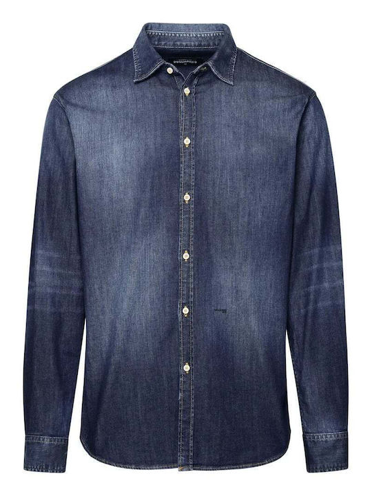 Long-sleeved Denim Shirt Blue