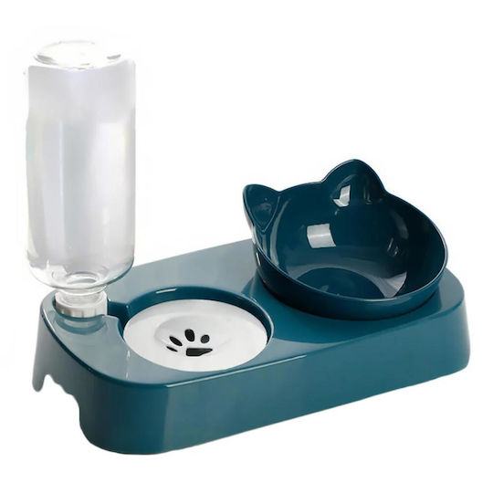 Automatisch Kunststoff Schale mit Behälter Futter & Wasser für Hund 500ml in Blau Farbe