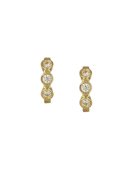 Earrings Hoops made of Gold 14K with Stones