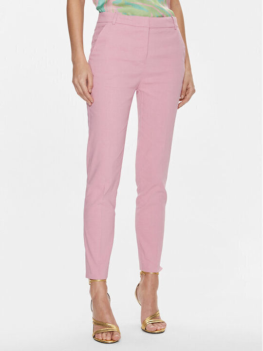 Pinko Bello Γυναικείο Υφασμάτινο Παντελόνι σε Slim Εφαρμογή Ροζ