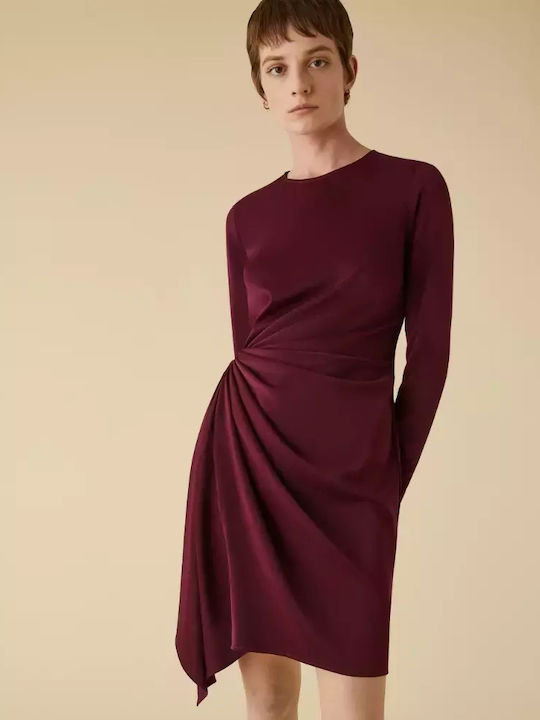 Mini Dress Draped Bordeaux