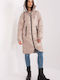 Kurz Damen Puffer Jacke für Winter Beige D50048X44518B3