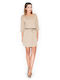 Katrus All Day 3/4 Sleeve Cotton Mini Dress Beige