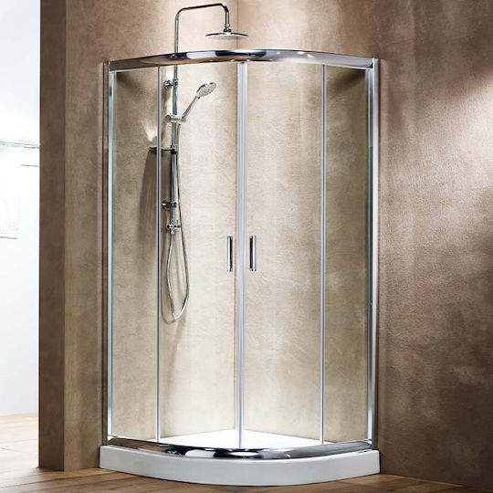Sanitec Ar8080 Καμπίνα Ντουζιέρας Ημικυκλική με Συρόμενη Πόρτα 80x80x180cm Chrome