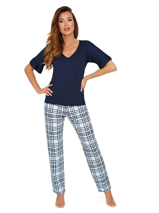 Donna Winter Women's Pyjama Set Cotton Navy Blue