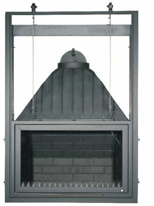 CHytiria Misailidi T-90 Kamin Innenbereich Mit Tür Gusseisen Gray 95x57x140cm