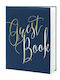 PartyDeco Guest Book Mπλε Mε Xρυσή Eπιγραφή Βιβλίο Ευχών Γάμου Navy Μπλε
