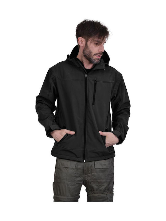 Ergo Arbeitsjacke Softshell mit Kapuze Schwarz