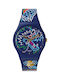 Swatch Dragon In Waves Watch Battery with Blue Rubber Strap