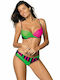 Marko Underwire Bikini Set Bra & Slip Bottom with Adjustable Straps Green/Pink