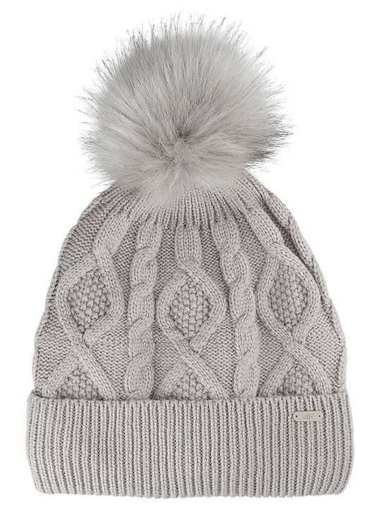 4F Pom Pom Beanie Γυναικείος Σκούφος Πλεκτός σε Γκρι χρώμα