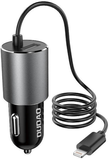 Dudao Auto-Ladegerät 17W 3.4A mit einem Anschluss: 1xUSB mit Kabel Blitzschlag Gray Farbe