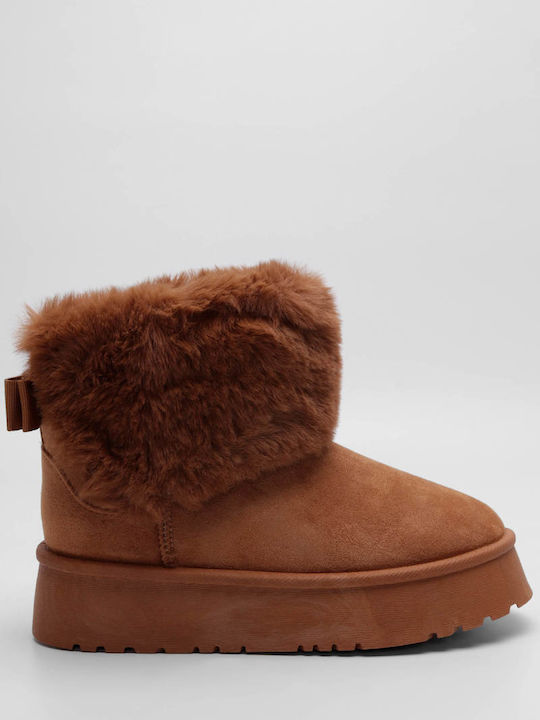 Luigi Women's Ankle Boots with Fur Brown