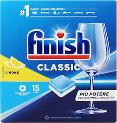 Finish Classic 15 Κάψουλες Πλυντηρίου Πιάτων με Άρωμα Lemon
