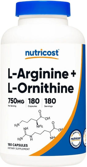 Nutricost L-Arginine + L-Ornithine 750мг 180 Капсули