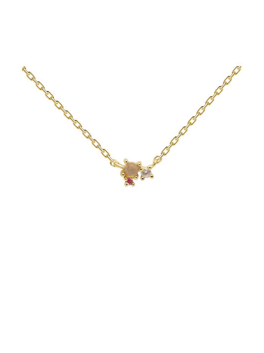 Necklace with Pink Gold Plating with Zircon