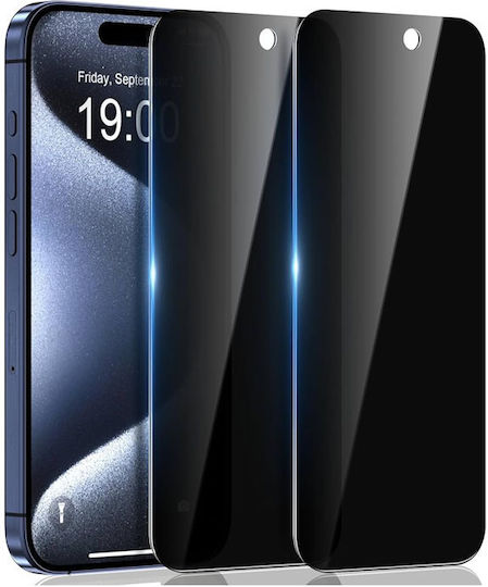 Privatsphäre Vollflächig gehärtetes Glas Schwarz (iPhone 15)