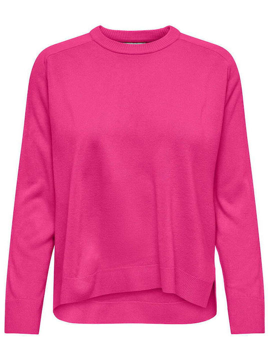 Only Damen Sportliche Bluse Langärmelig Fuchsia