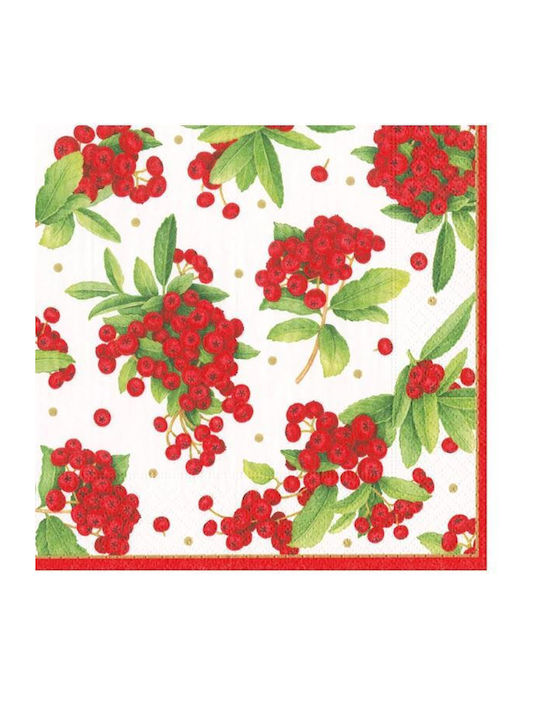 Caspari Serviette mit Blumen & Zweigen
