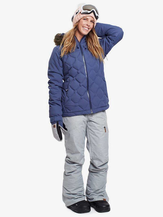 Roxy Women's Short Sports Jacket Waterproof for Winter with Hood Black