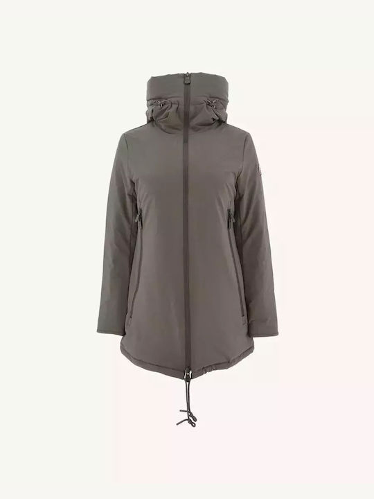 Just Over The Top Women's Long Puffer Jacket for Winter Brown