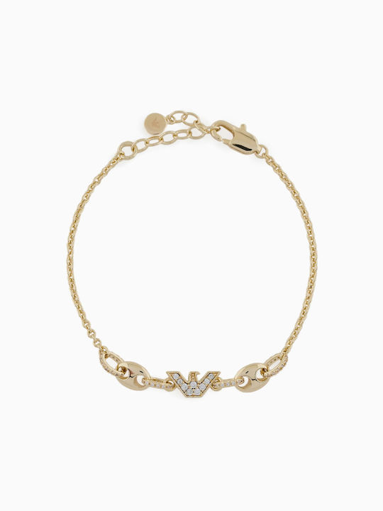 Emporio Armani Bracelet Chain made of Brass Gold Plated with Zircon