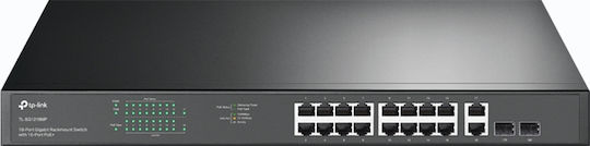 TP-LINK TL-SG1218MP V4 v5 Negestionat L3 PoE+ Switch cu 18 Porturi Gigabit (1Gbps) Ethernet și 2 Porturi SFP