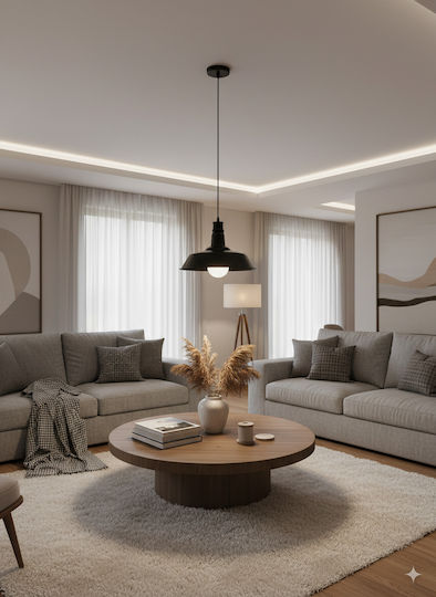HomeMarkt Κρεμαστό Φωτιστικό Μαύρο με Ντουί E27 35εκ.