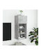 Wand Wohnzimmer Vitrine aus Spanplatte mit Glas & Beleuchtung Grey 40.5x30x90cm
