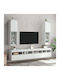 Wall Living Room Display Cabinet made of Particleboard with Glass & Lighting White 30.5x30x102cm