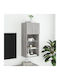 Wand Wohnzimmer Vitrine aus Spanplatte mit Glas & Beleuchtung Grey 40.5x30x90cm