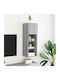 Wand Wohnzimmer Vitrine aus Spanplatte mit Glas & Beleuchtung Grey 30.5x30x90cm