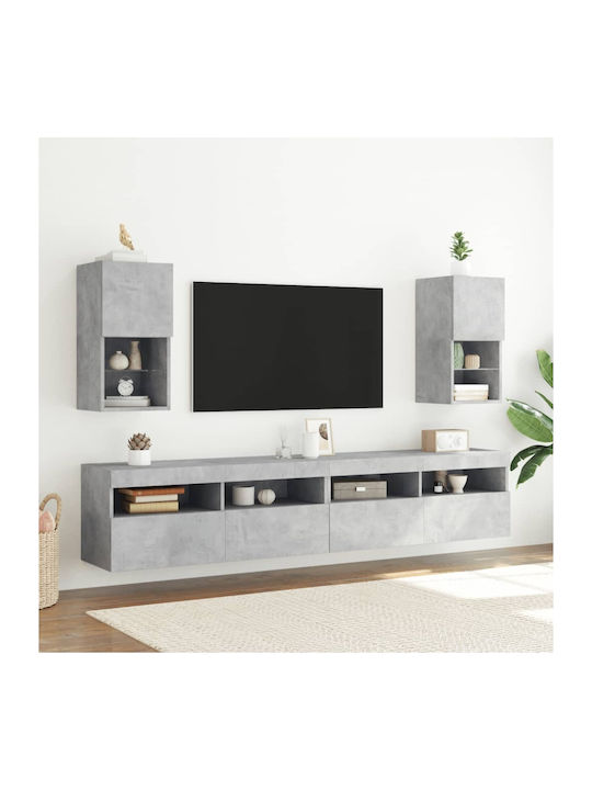 Wand Wohnzimmer Vitrine aus Spanplatte mit Glas...