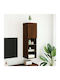 Wall Living Room Display Cabinet made of Particleboard with Glass & Lighting Coffee 30.5x30x102cm