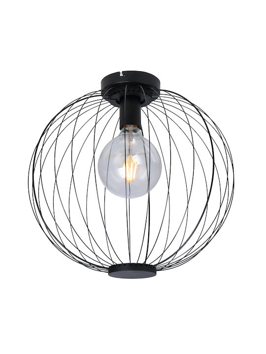 Globo Lighting Roza Πλαφονιέρα Οροφής 40εκ. Μαύρη με Ντουί E27