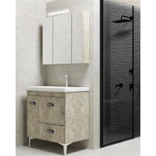 Chrisart Countertop with Sink & Mirror L100xW49xH69cm Hick Beton