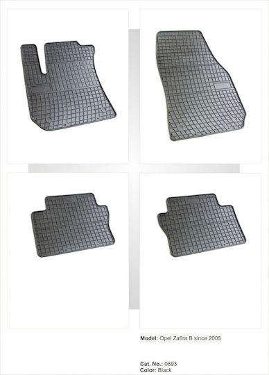 Refref Set of Front and Rear Mats 4pcs Tray Type for Opel Zafira 2005-2012 Black