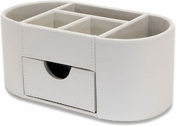 Leather Desk Organizer in White Color