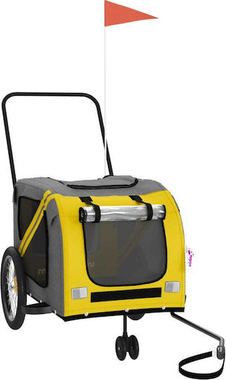 vidaXL Dog Carrying Yellow Bicycle Trailer for 45kg Pets L134xW72xH68cm