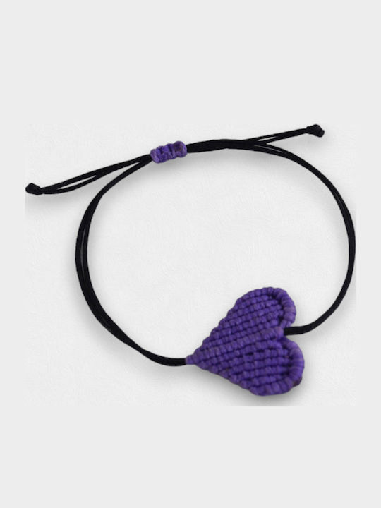 Artifact Women's Bracelet Macrame with design Heart Purple made of Cord