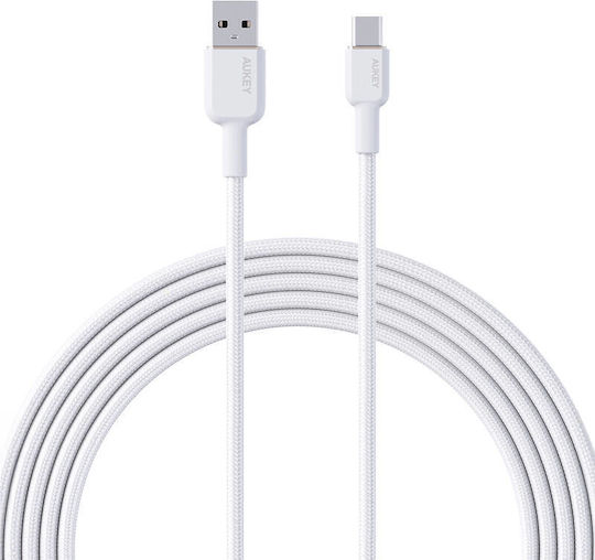 Aukey CB-NAC1 USB 2.0 Cable USB-C male - USB-A Λευκό 1m