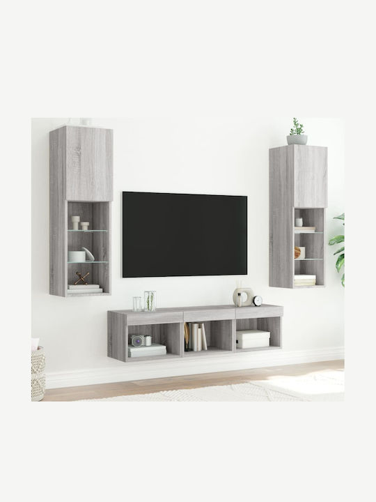 Wohnzimmer TV-Einheit Grey Sonoma mit Beleuchtu...