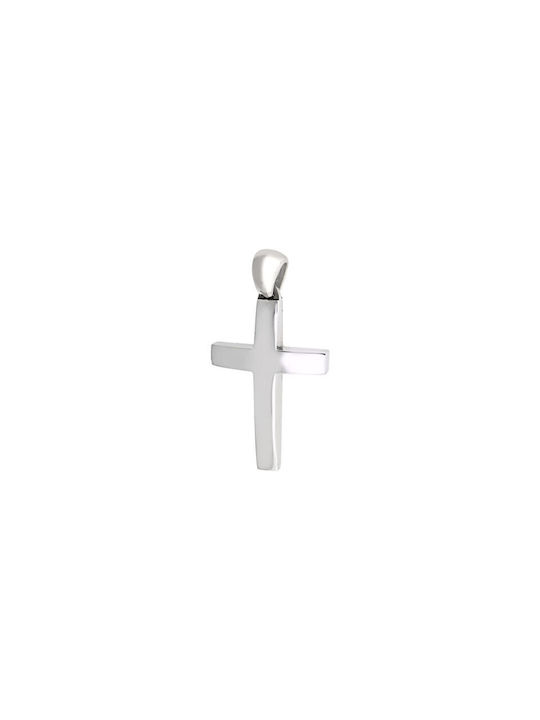 White Gold Cross 14K Double Sided